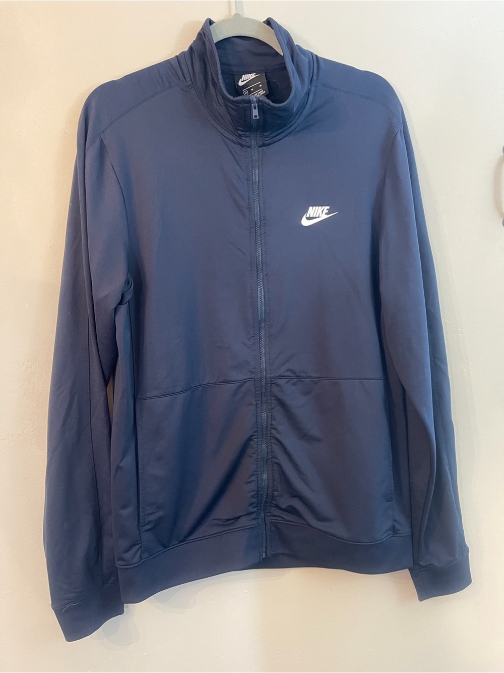Nike Navy Jacket with White Swoosh Tag